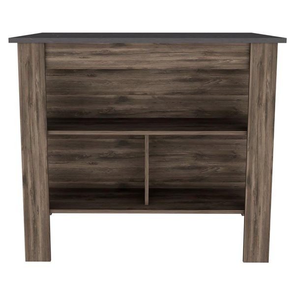 FM Furniture Brooklyn Dark Brown and Onyx Composite Kitchen Island (40.5-in x 27.5-in x 35.4-in)