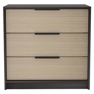 FM Furniture Washington Light Oak and Black 3-Drawer Standard (Horizontal) Dresser