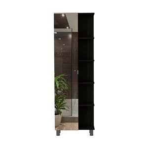 FM Furniture Los Angeles 20.1-in W x 62.2-in H x 8.5-in D Black MDF Freestanding Corner Linen Cabinet with Mirror