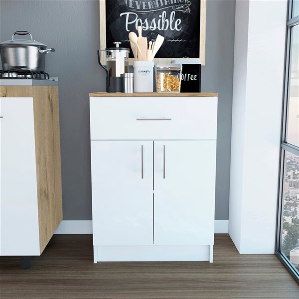 FM Furniture Oxford White and Light Oak Composite Pantry