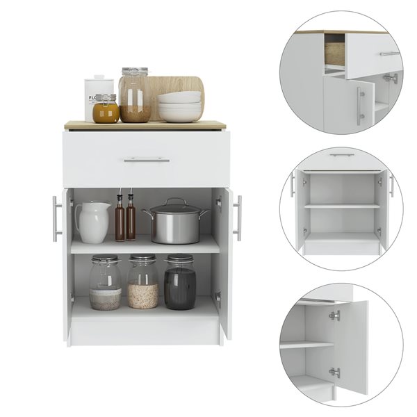 FM Furniture Oxford White and Light Oak Composite Pantry