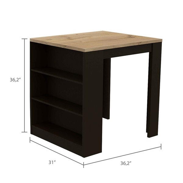 FM Furniture Alameda Black Composite Kitchen Island (36.2-in x 31-in x 36.2-in)