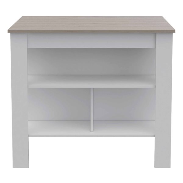 FM Furniture Brooklyn White and Light Grey Composite Kitchen Island 40.5-in x 27.5-in x 35.4-in