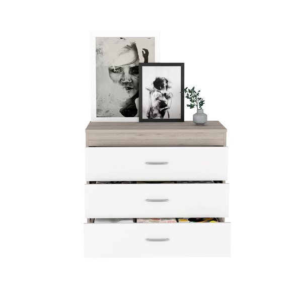 FM Furniture Cambridge Light Grey 3-Drawer Standard (Horizontal) Dresser