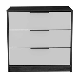 FM Furniture Washington White and Smokey Oak 3-Drawer Standard (Horizontal) Dresser