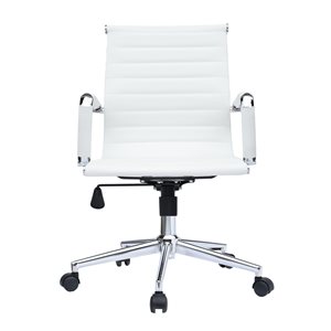 FM Furniture Brisbane White Contemporary Ergonomic Adjustable Height Swivel Desk Chair