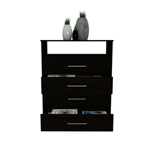 FM Furniture Athens Black 4-Drawer Standard (Horizontal) Dresser