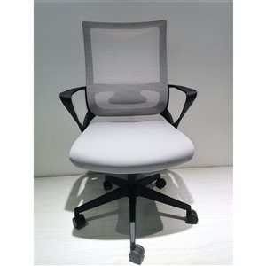 FM Furniture Cairns White and Black Contemporary Ergonomic Adjustable Height Swivel Desk Chair