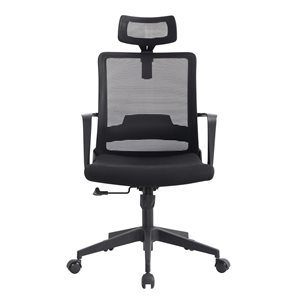 FM Furniture Townsville Black Contemporary Ergonomic Adjustable Height Swivel Desk Chair