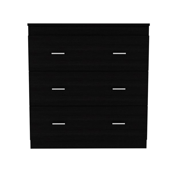 FM Furniture Burlington Black 3-Drawer Standard (Horizontal) Dresser