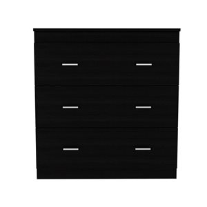 FM Furniture Burlington Black 3-Drawer Standard (Horizontal) Dresser