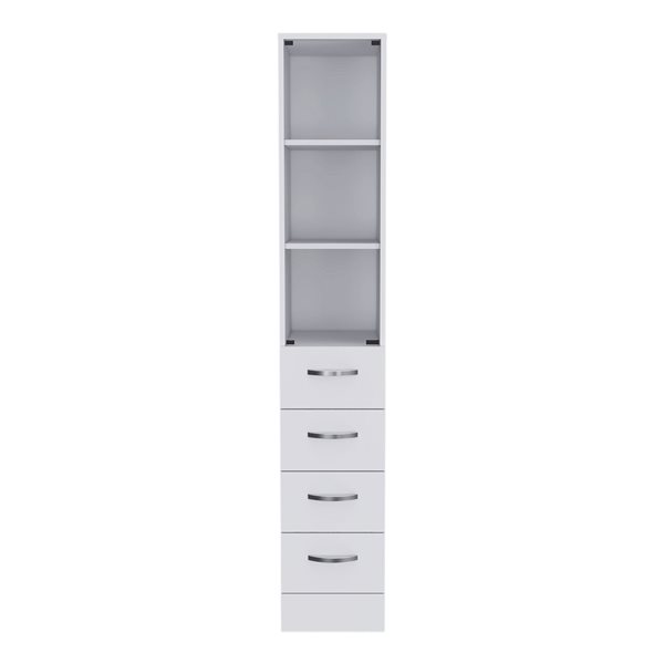 FM Furniture Preston 11.97-in W x 68.29-in H x 17.56-in D White MDF Freestanding Linen Cabinet