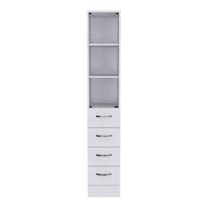 FM Furniture Preston 11.97-in W x 68.29-in H x 17.56-in D White MDF Freestanding Linen Cabinet
