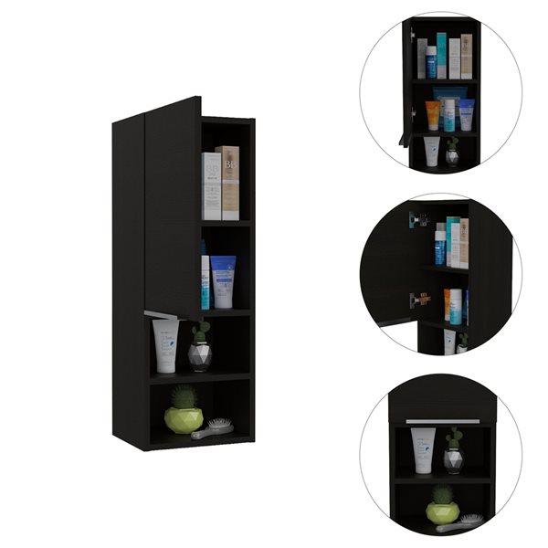 FM Furniture Milwaukee 11.8-in x 32.1-in Black Rectangle Medicine Cabinet