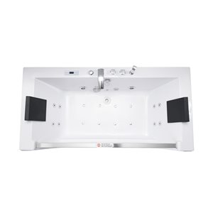 Bouticcelli 32-in x 60-in White Acrylic Rectangular Center Drain Freestanding Whirlpool Bathtub