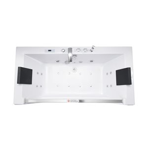 Baignoire hydromassage Bouticcelli autoportante rectangulaire acrylique blanche 32 po x 60 po drain central