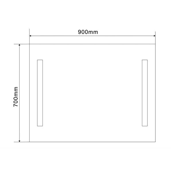 Miroir de salle de bains rectangulaire sans cadre à éclairage DEL en verre par Bouticcelli de 35,5 po x 27,5 po