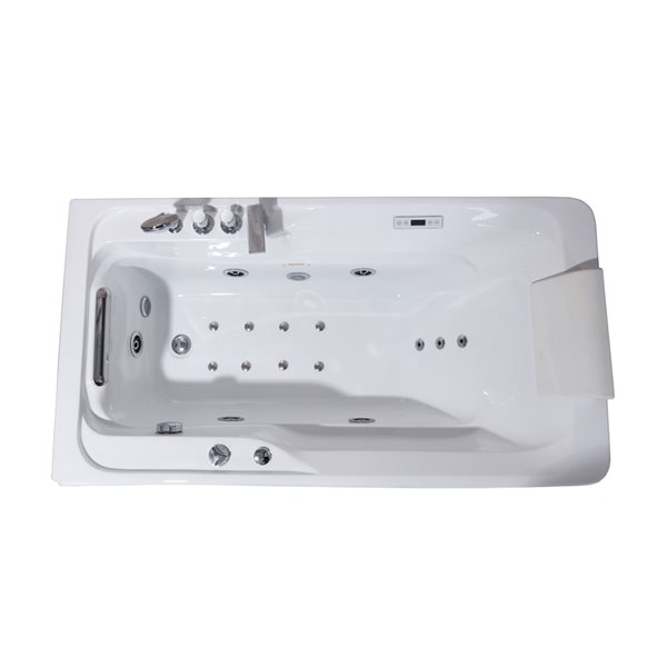 Bouticcelli 32-in x 60-in White Acrylic Rectangular Left-Hand Drain Freestanding Whirlpool Bathtub