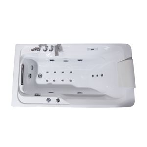 Baignoire hydromassage autoportante Bouticcelli rectangulaire acrylique blanche 32 po x 60 po drain à gauche