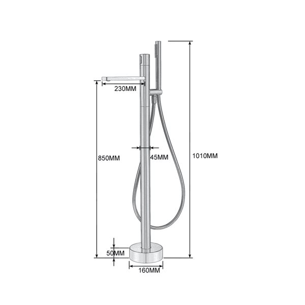 Bouticcelli Nami Chrome 1-Handle Freestanding Bathtub Faucet with Hand Shower