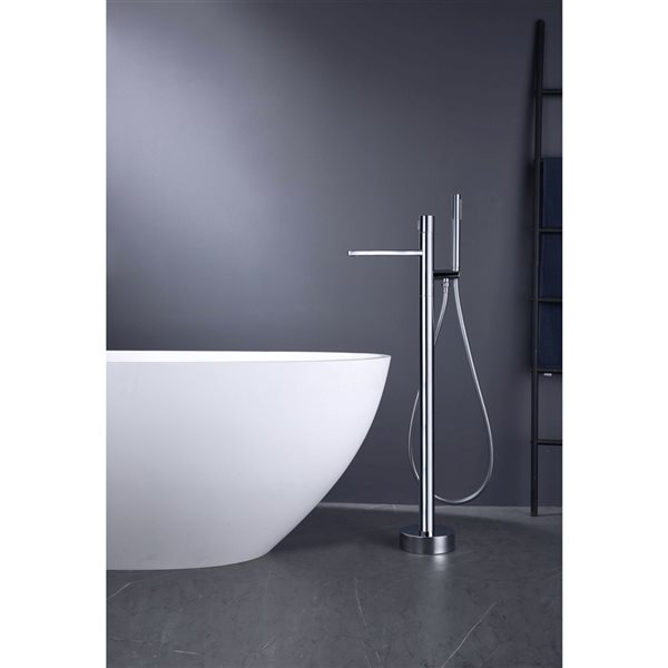 Bouticcelli Nami Chrome 1-Handle Freestanding Bathtub Faucet with Hand Shower