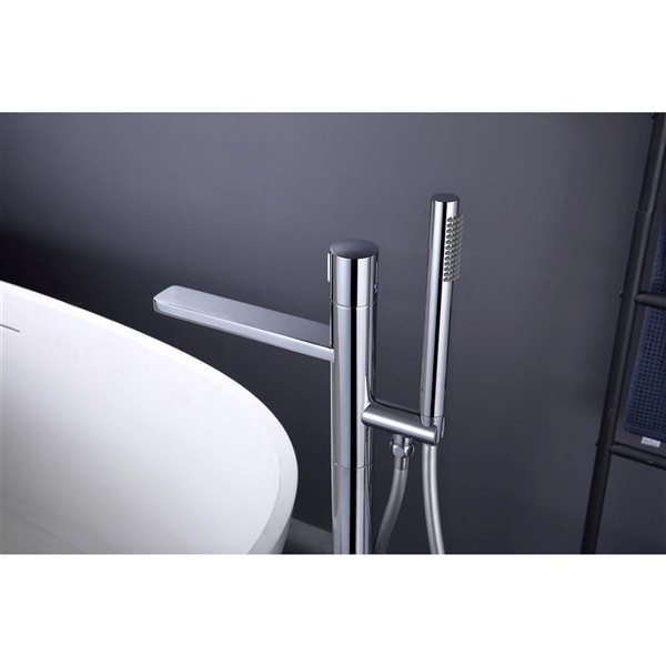 Bouticcelli Nami Chrome 1-Handle Freestanding Bathtub Faucet with Hand Shower