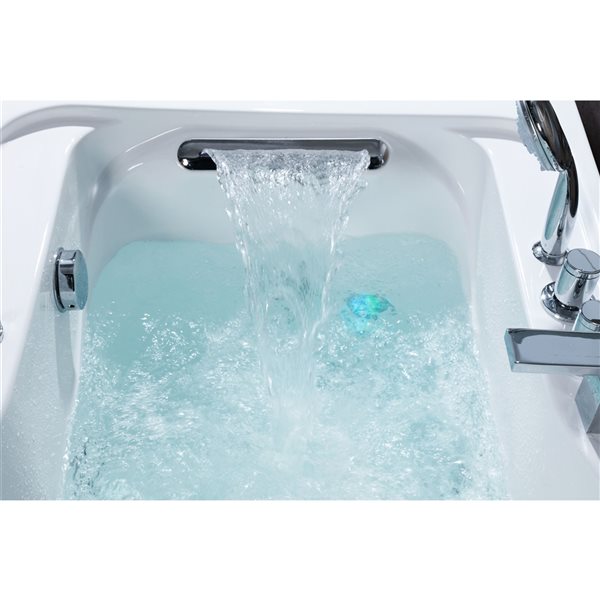 Baignoire hydromassage autoportante Bouticcelli rectangulaire acrylique blanche 32 po x 67 po drain à gauche