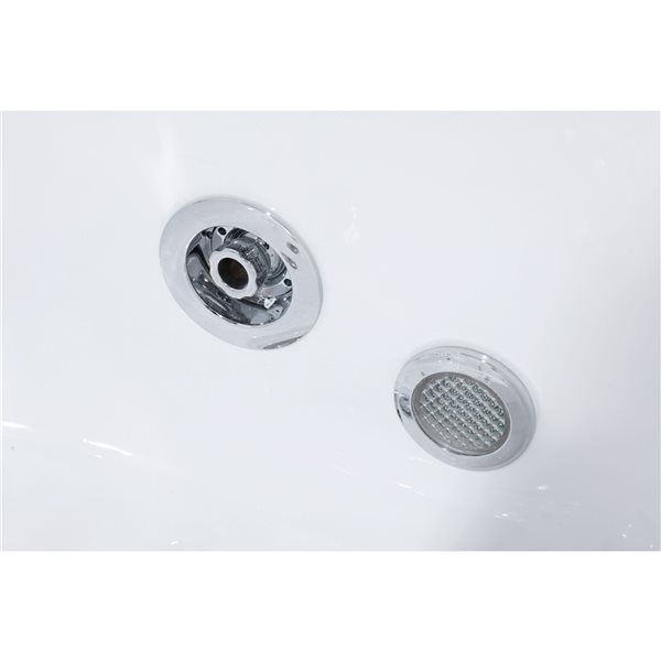 Baignoire hydromassage autoportante Bouticcelli rectangulaire acrylique blanche 32 po x 67 po drain à gauche