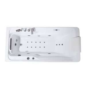 Bouticcelli 32-in x 67-in White Acrylic Rectangular Left-Hand Drain Freestanding Whirlpool Bathtub