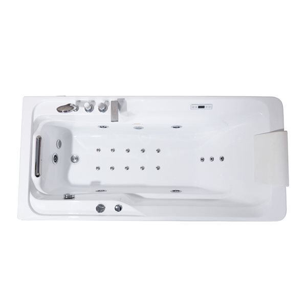 Baignoire hydromassage autoportante Bouticcelli rectangulaire acrylique blanche 32 po x 67 po drain à gauche