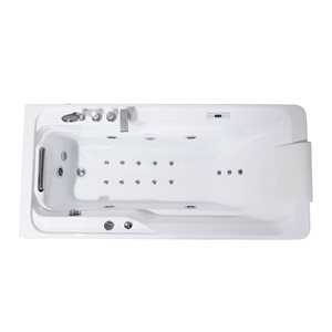 Baignoire hydromassage autoportante Bouticcelli rectangulaire acrylique blanche 32 po x 67 po drain à gauche