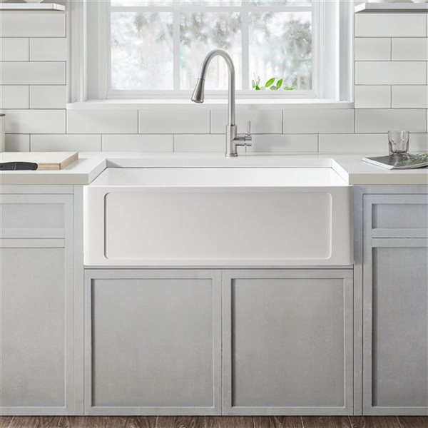 Ancona Holbrook Undermount Apron Front/Farmhouse 33-in x 18-in White Single Bowl Customizable Hole Kitchen Sink