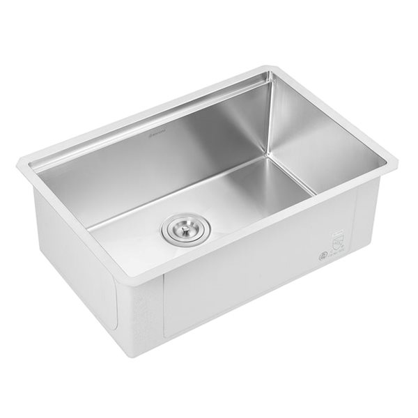 Évier de cuisine avec plan de travail Ancona simple encastrable de 28 po x 19 po à perçage personnalisable en acier inoxyd…