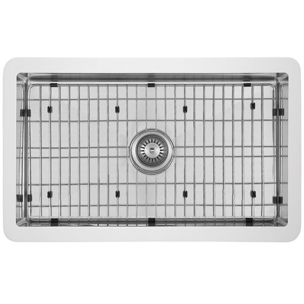 Ancona Holbrook Undermount Apron Front/Farmhouse 30-in x 18.8-in White and Stainless Steel No Hole Kitchen Sink