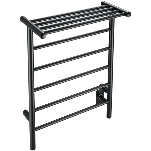 Ancona 5-Bar Wall Mount Matte Black Plug-In and Hardwired Towel Warmer