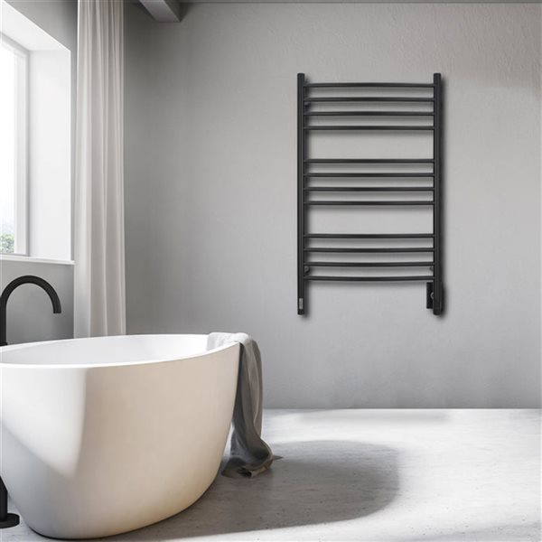Ancona 12Bar Wall Mount Matte Black Hardwired Towel Warmer with Timer