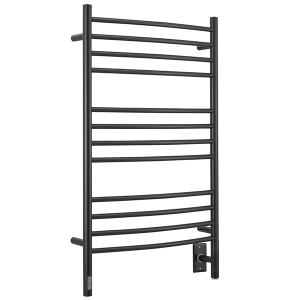 Ancona 12-Bar Wall Mount Matte Black Hardwired Towel Warmer with Timer