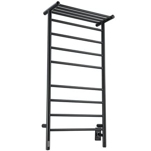 Ancona 8-Bar Wall Mount Matte Black Plug-In and Hardwired Towel Warmer with Timer