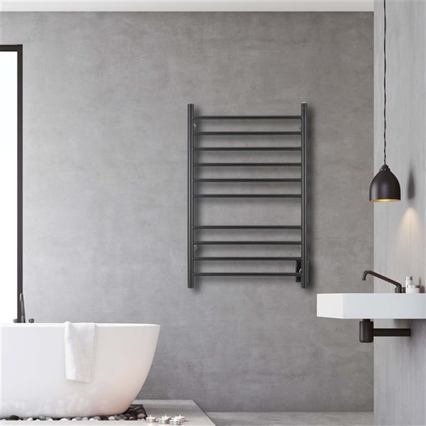 Ancona 10-Bar Wall Mount Matte Black Plug-In and Hardwired Towel Warmer