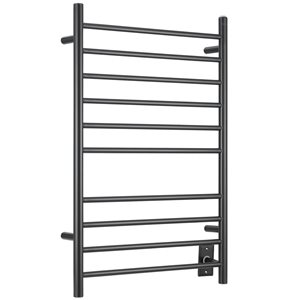 Ancona 10-Bar Wall Mount Matte Black Plug-In and Hardwired Towel Warmer