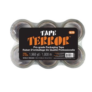 Ensemble de rubans d'emballage Pro-Grade par Tape Terror de 1,89 po x 54 vg, paquet de 36
