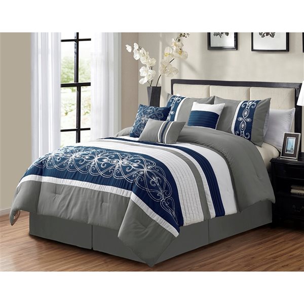 Honolulu Home Fashions Waterford Grey Abstract Queen Comforter - 7 ...