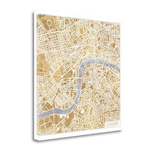 Tangletown Fine Art Frameless 18-in x 18-in "Gilded London Map" by Laura Marshall Canvas Print