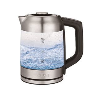 Salton Stainless Steel and Glass 1.7-L Cordless Digital Electric Kettle