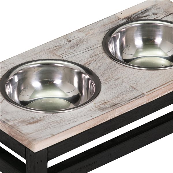 Bowser & Meowser Earth Friendly Recycled Wood Pet Feeding Dish - 2 Tone