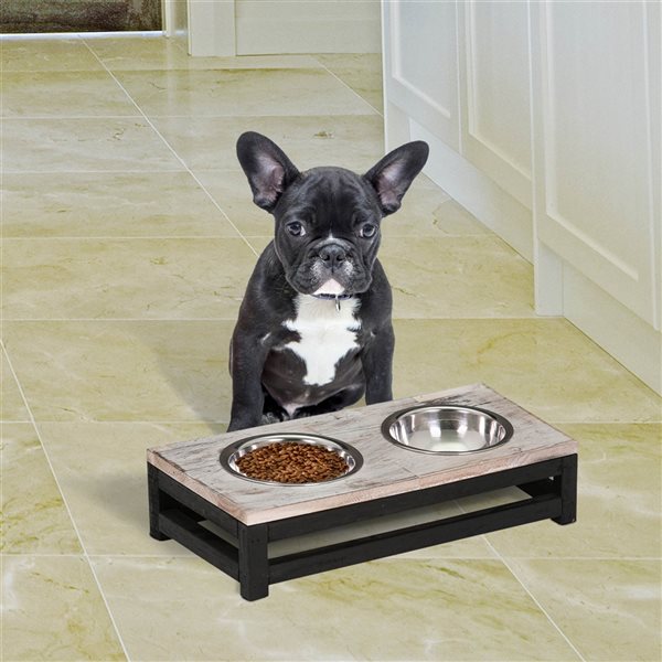 Bowser & Meowser Earth Friendly Recycled Wood Pet Feeding Dish - 2 Tone