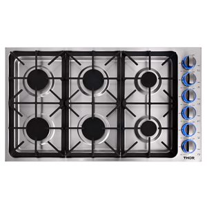 Thor Kitchen 36-in 6 Burners Stainless Steel Gas Cooktop