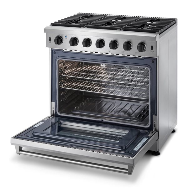 Thor Kitchen 36-in 6 Burners 6-cu ft Manual Cleaning Slide-In Gas Range Stainless Steel