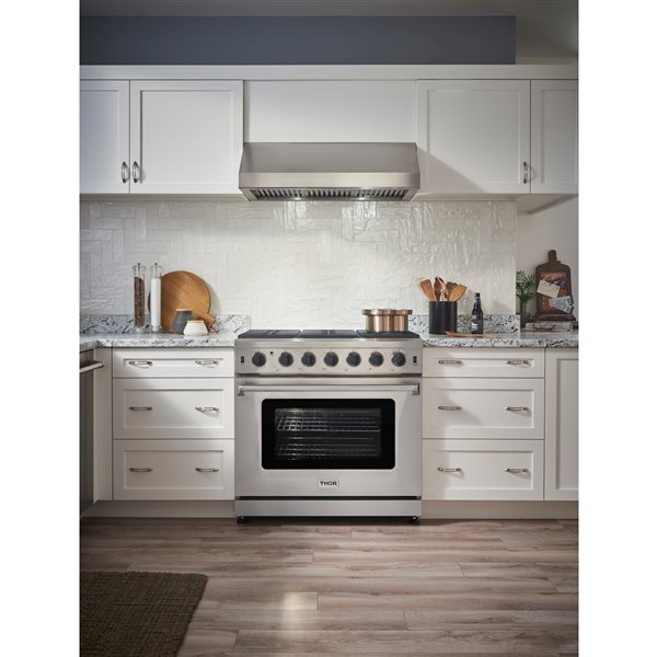 Thor Kitchen 36-in 6 Burners 6-cu ft Manual Cleaning Slide-In Gas Range Stainless Steel