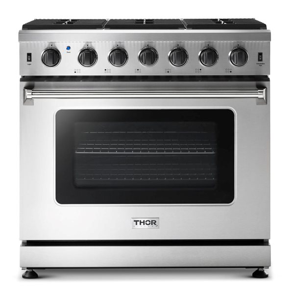 Thor Kitchen 36-in 6 Burners 6-cu ft Manual Cleaning Slide-In Gas Range Stainless Steel